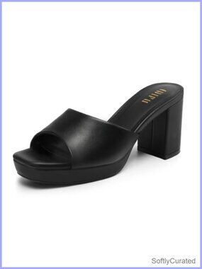 IDIFU Women's Chunky Platform Block Heels Thick Mule Sandals